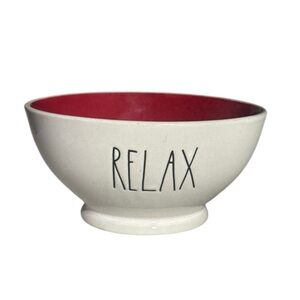 RAE DUNN Artisan Collection “Relax” Ceramic Red Interior Bowl